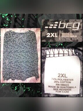BCG brand Gray & Black Marble Burnout Design Soft Knit Top Sz 2X(16/18/20)
